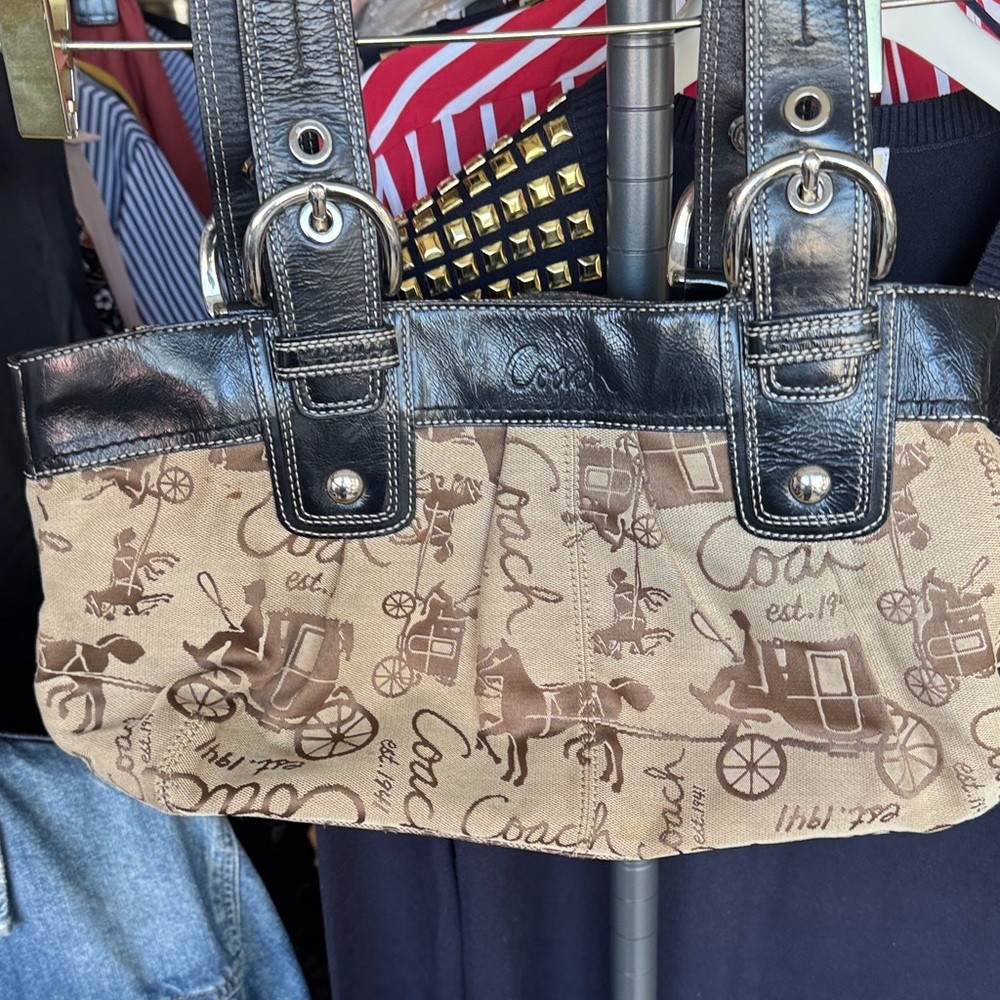 Coach Black and Tan Shoulder Bag